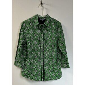 Classy Jones New York Green Button Up Shirt  Sz M Long Sleeve Blouse 💚